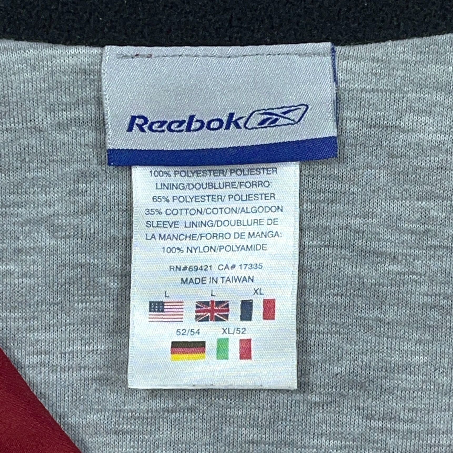 Reebok VINTAGE Reebok Jacket Men L Red Windbreaker Track Suit Warm Up 80s 90s Logo Size 42R - 4 Thumbnail