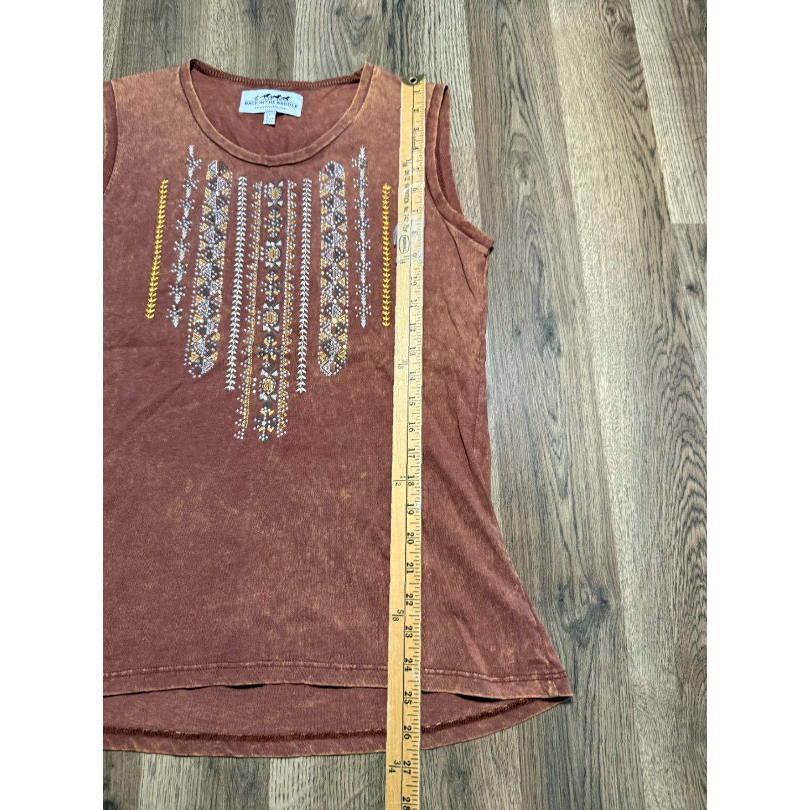 Vintage Back in the Saddle Tank Top Women's Size Small Brown Gold White Gems Western Tank (S) Brown Womens Western Fitness Size S / US 4 / IT 40 - 6 Thumbnail