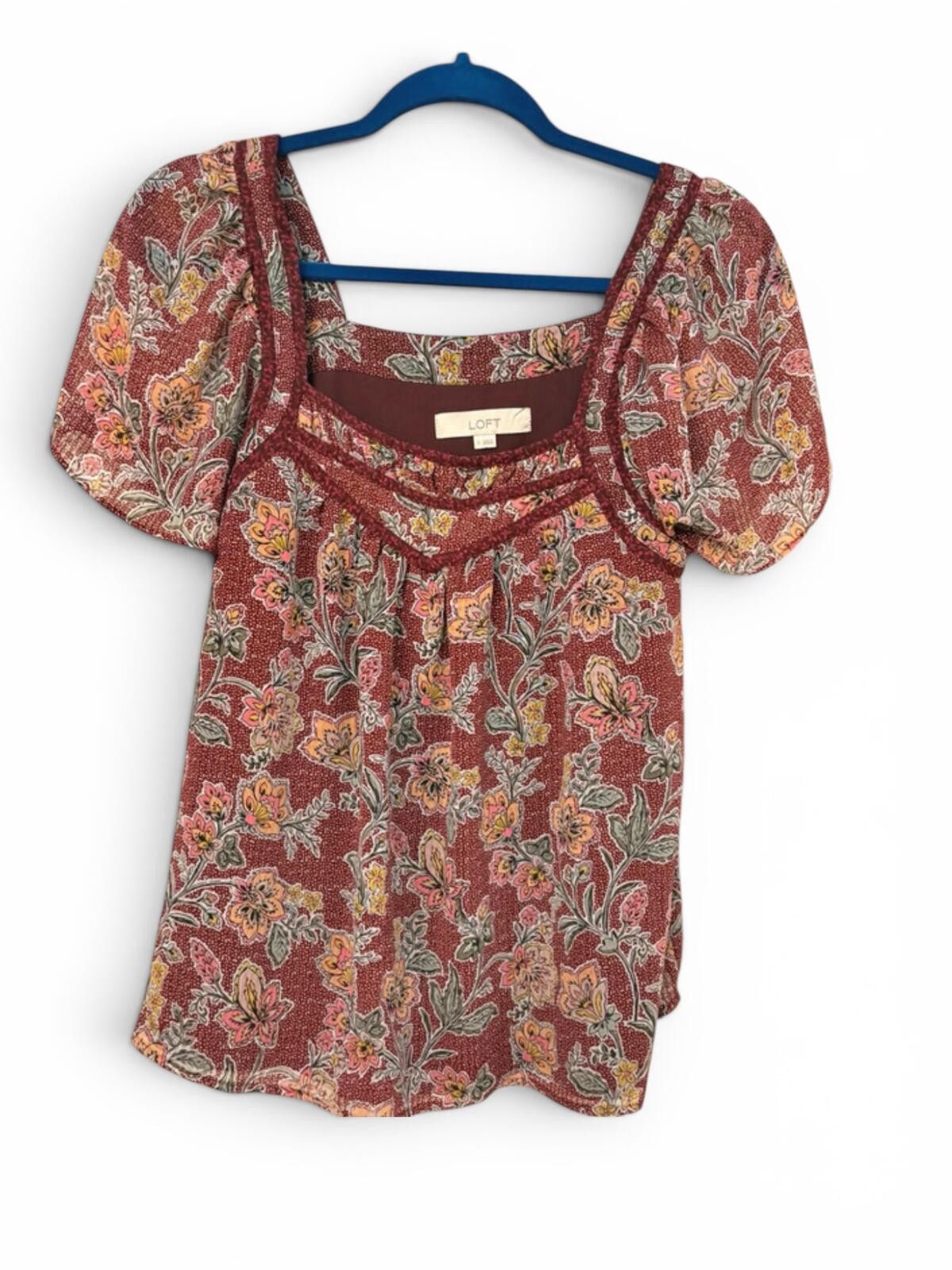Other LOFT Floral Puff Sleeve Blouse Size Small Size S / US 4 / IT 40 - 1 Thumbnail