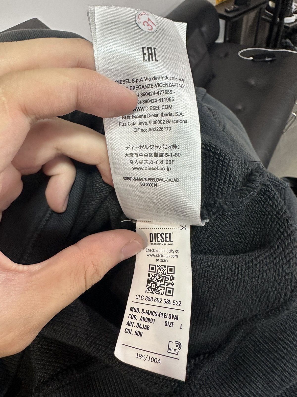 Diesel Diesel Sweatshirt mit Label-Detail in black Size US L / EU 52-54 / 3 - 5 Thumbnail