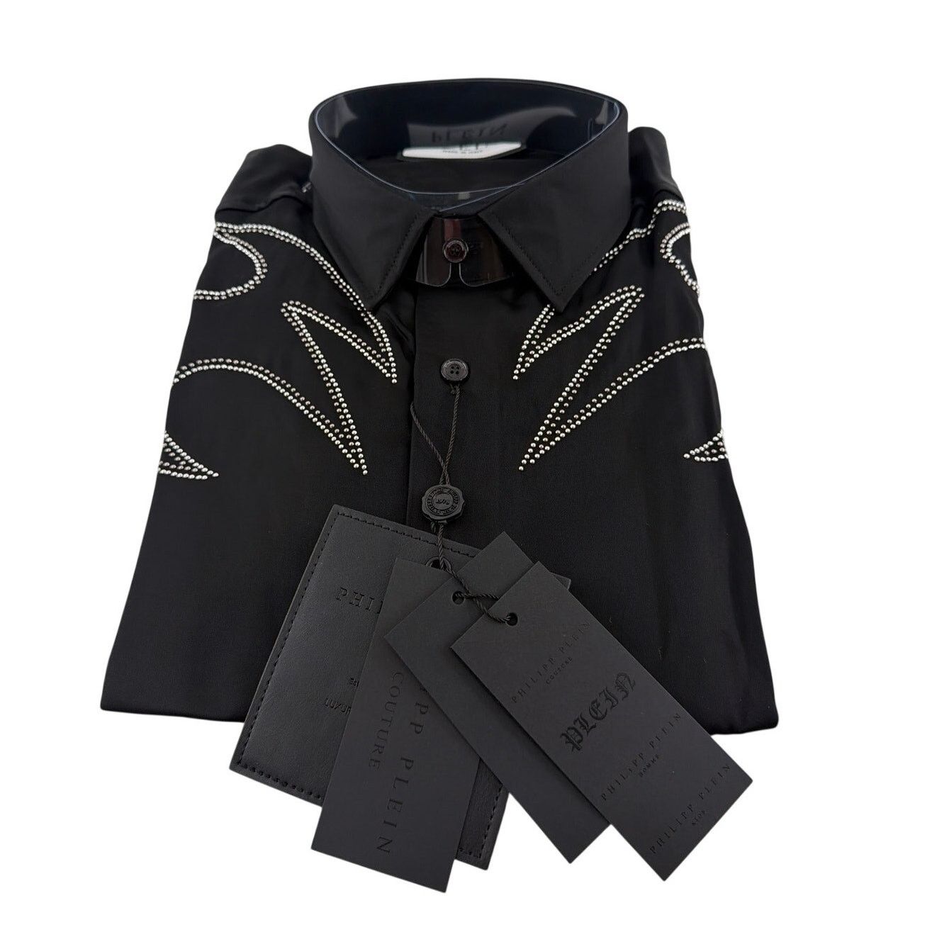 Philipp Plein Philipp Plein Men's Black Embellished Texas Shirt Size XXL Size US XXL / EU 58 / 5 - 5 Thumbnail