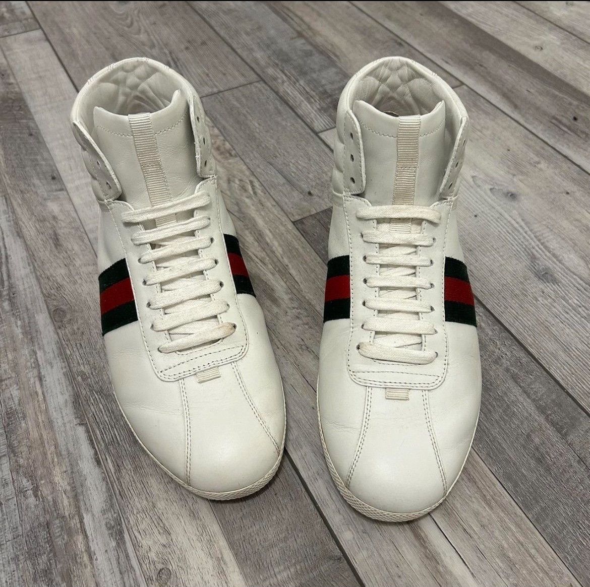 Gucci Gucci Leather Web High ‘white’ Size US 8 / EU 41 - 1 Thumbnail