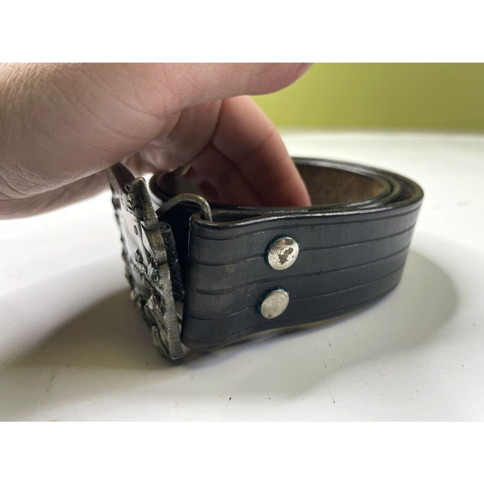 Vintage 1979 Bergamot Brass Works Belt Buckle California Ocean Lighthouse Leather Belt Silver Leather Belt Buckle 1970s Bergamot Brass Works Mens/Womens Size ONE SIZE - 2 Thumbnail