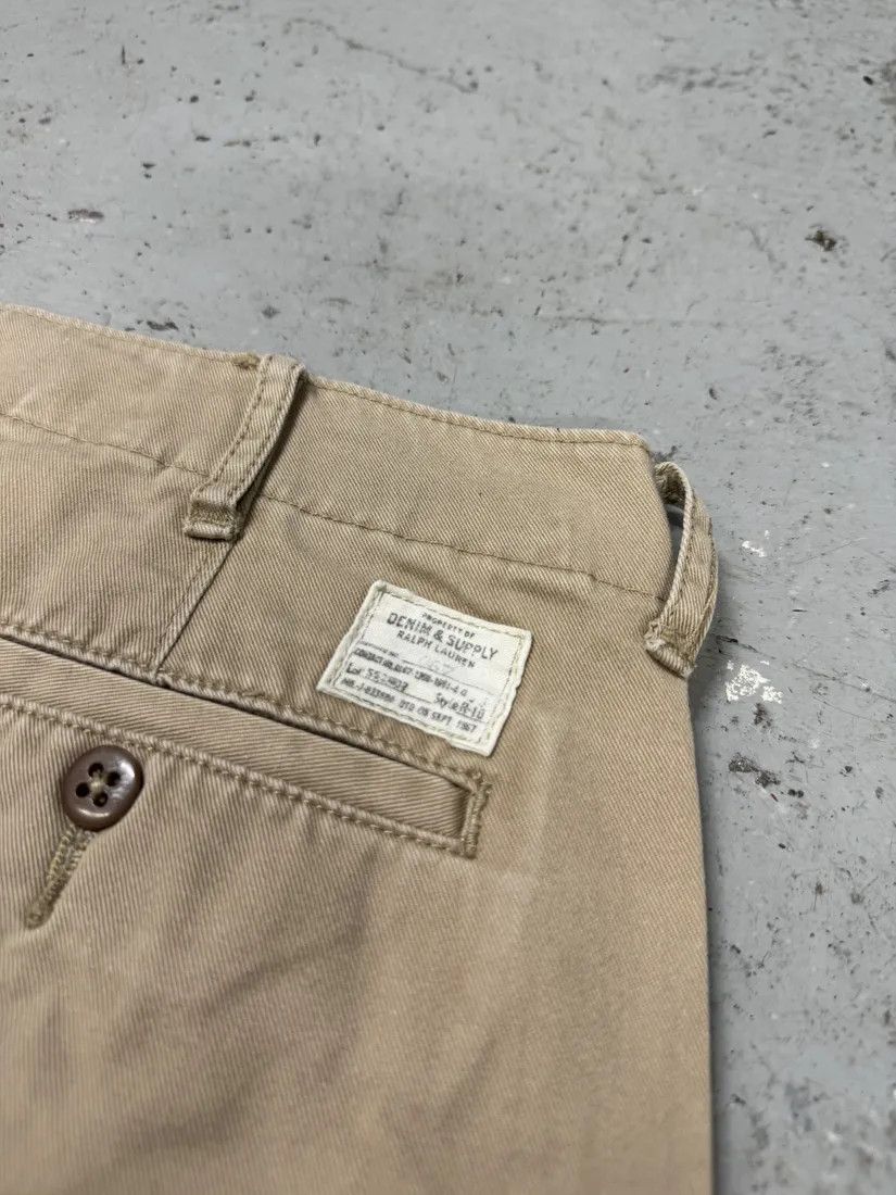 Designer × Polo Ralph Lauren × Vintage 2000s Ralph Lauren USA Distressed Flag Beige Shorts Size US 31 - 10 Thumbnail