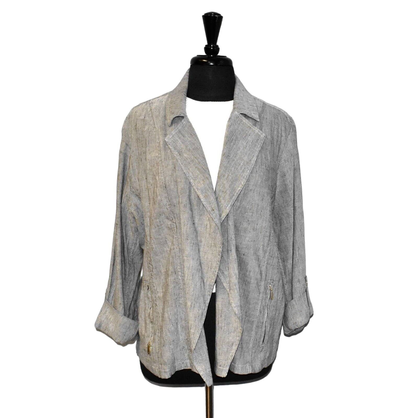 Chicos NWT CHICOS Moto Stretch Linen Jacket Size 3 US 16/18 $139 Size XXL / US 16-18 / IT 52-54 - 1 Thumbnail