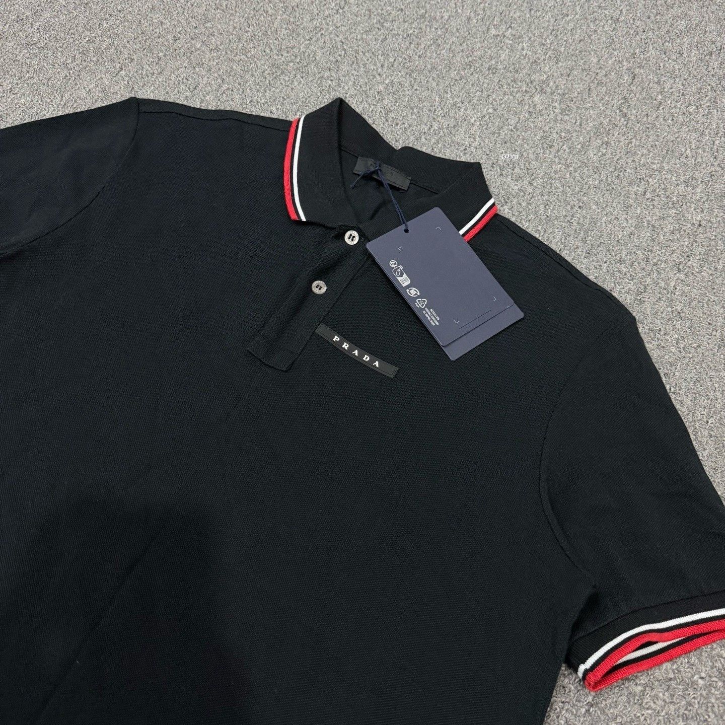 Prada Prada Black Chest Logo Short-Sleeve Polo Size US XL / EU 56 / 4 - 2 Thumbnail
