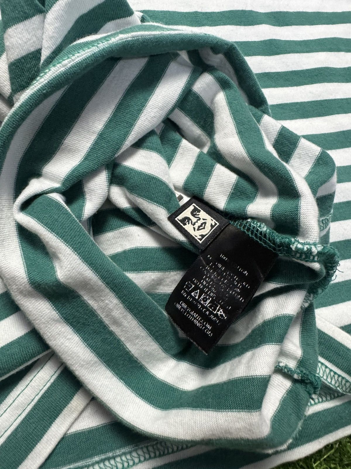 Japanese Brand × Obey assorted tshirt - obey green stripe tshirt Size US XXL / EU 58 / 5 - 9 Thumbnail