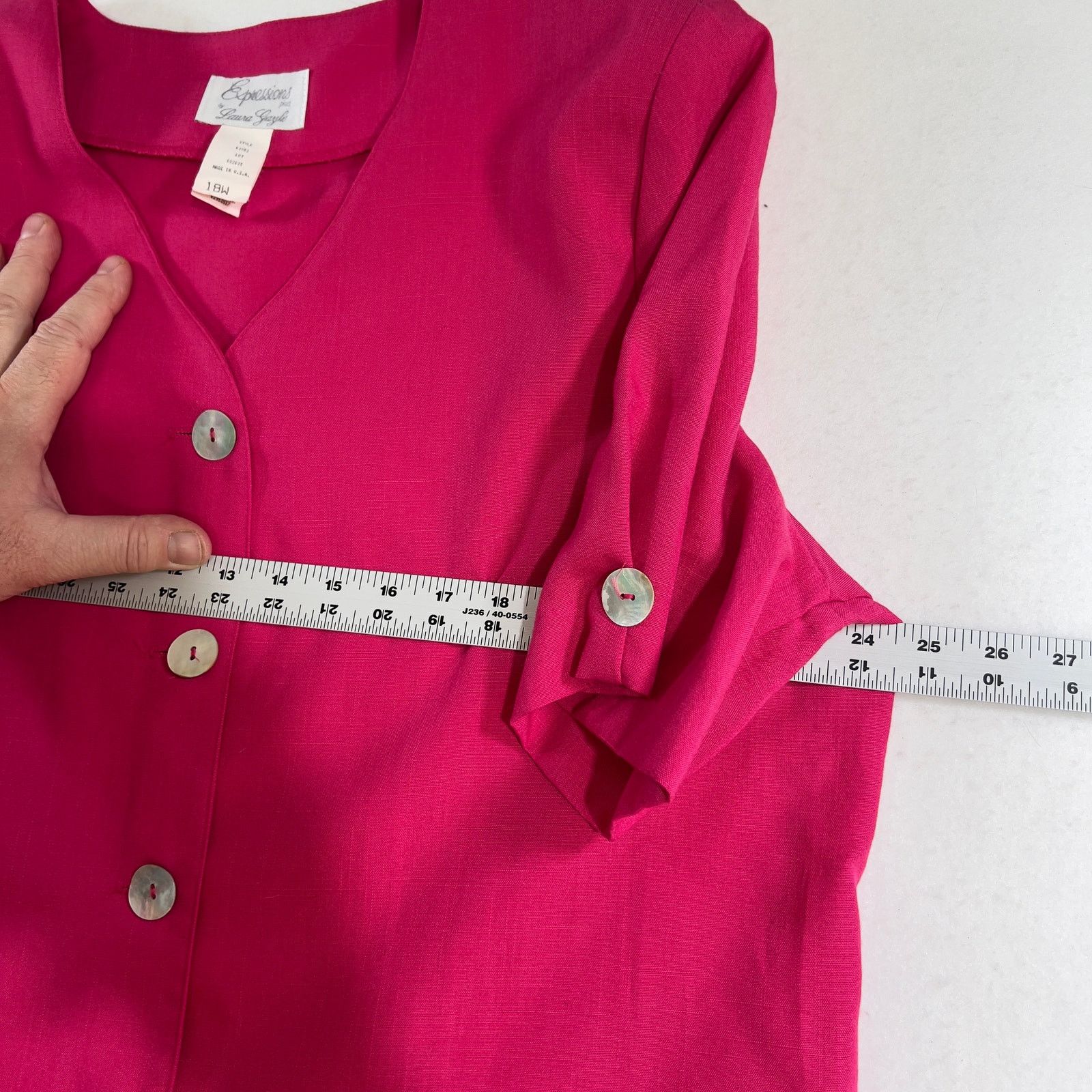 Other Expressions by Laura Gayle Button Shirt Womans 18W V-Neck Size XXL / US 16-18 / IT 52-54 - 6 Thumbnail
