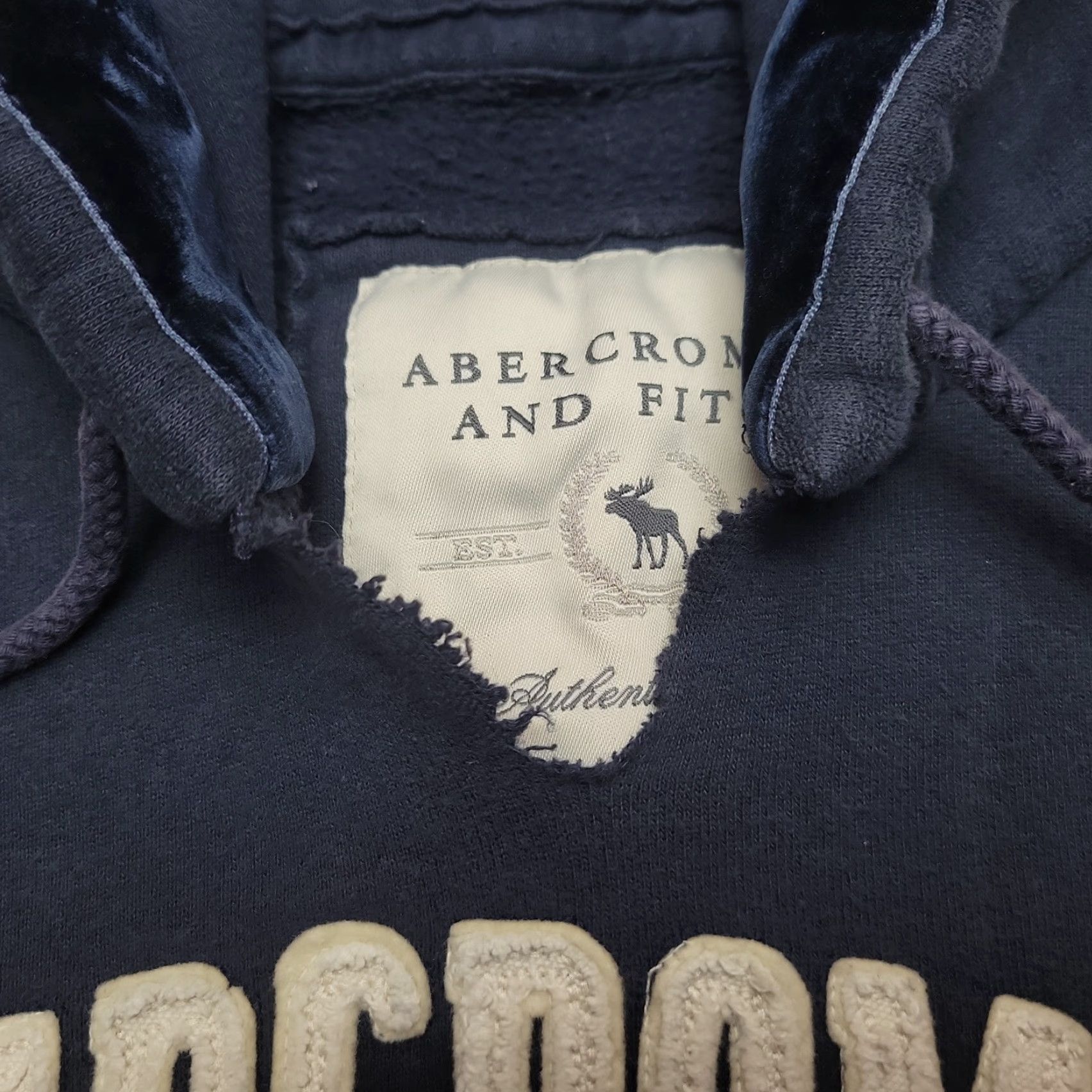 Abercrombie & Fitch VINTAGE Abercrombie & Fitch Hoodie Womens L Blue Cropped Hooded Sweatshirt Y2K Size L / US 10 / IT 46 - 3 Thumbnail