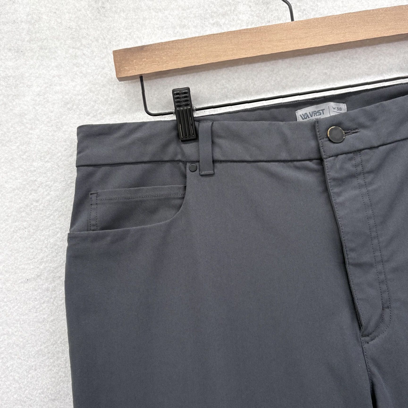 Vintage VRST Athletic 5-Pocket Pants Mens 38x32 Gray Stretch Khakis Straight Fit Casual Activewear Size US 38 / EU 54 - 3 Thumbnail