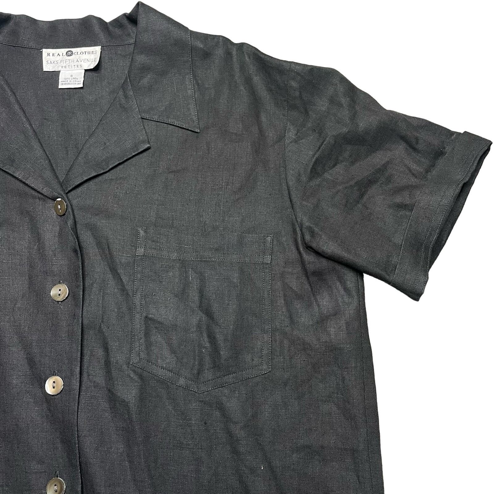 Saks Fifth Avenue Saks Fifth Avenue Linen Button Down Shirt Size S / US 4 / IT 40 - 7 Thumbnail
