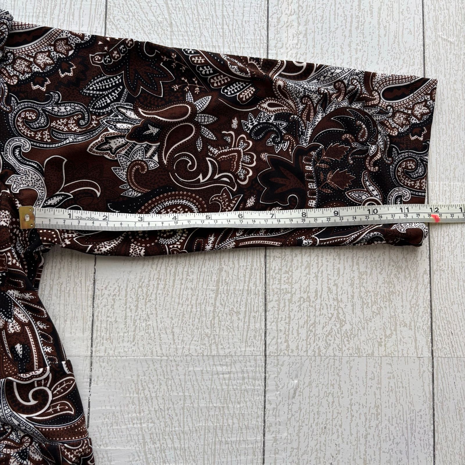 Other Cato Faux Wrap Brown Black White Paisley 3/4 Sleeve Top Size XL / US 12-14 / IT 48-50 - 5 Thumbnail