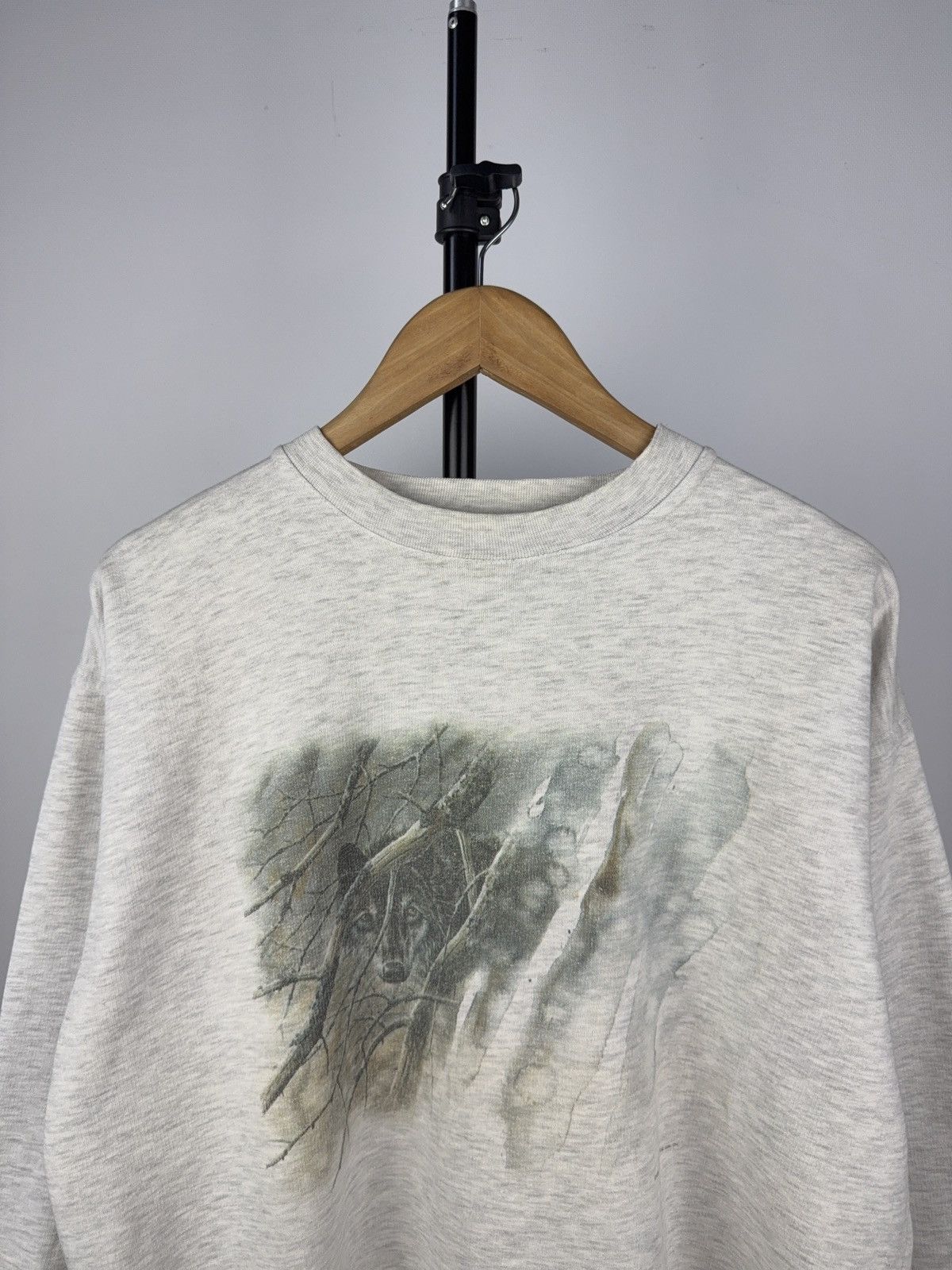Vintage Vintage 90s Wolf Forest Print Sweatshirt Made in UAE XL Size US XL / EU 56 / 4 - 2 Thumbnail
