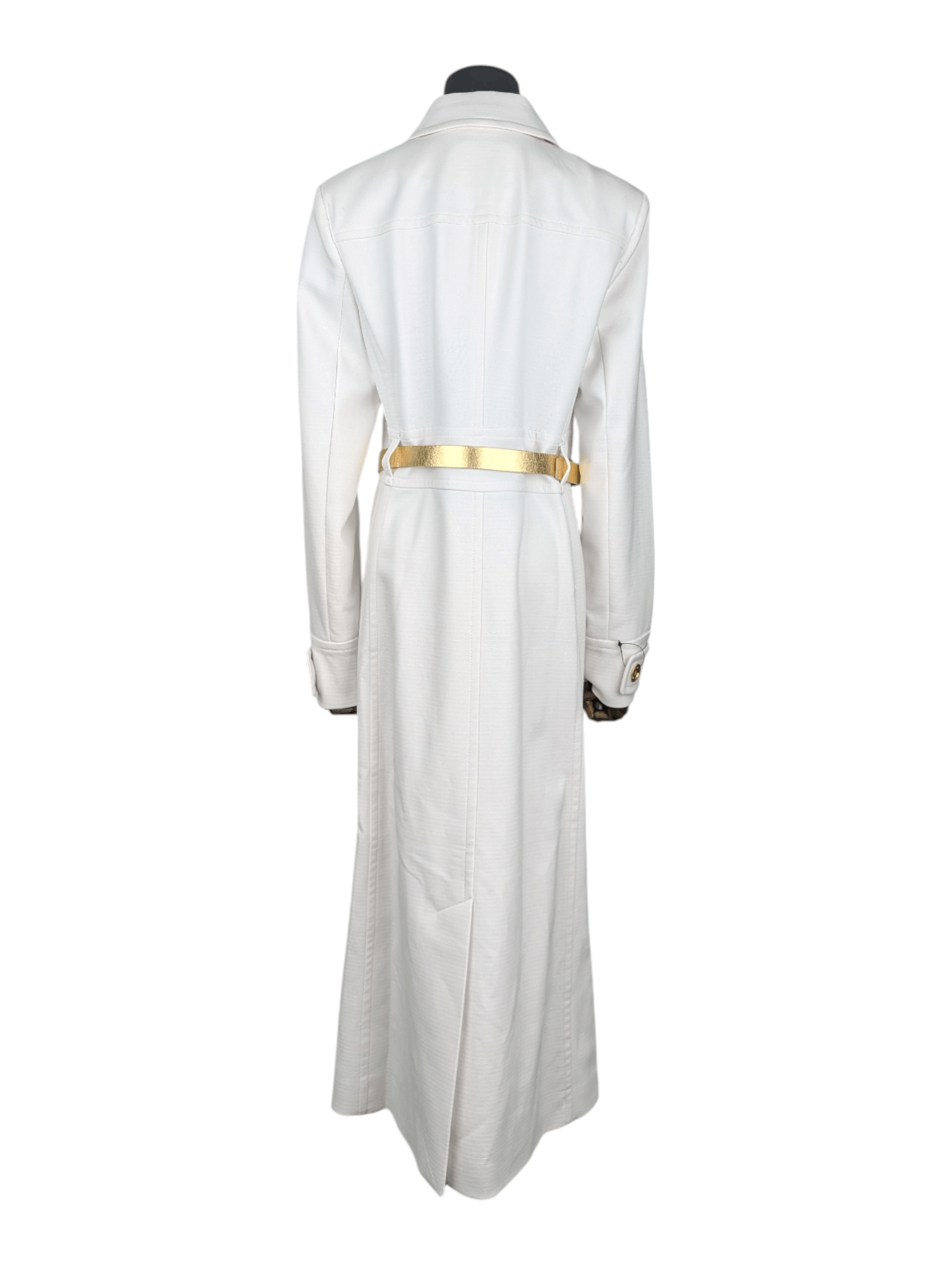 Michael Kors Michael Michael Kors White Long Coat With Gold Buttons Size L / US 10 / IT 46 - 2 Thumbnail