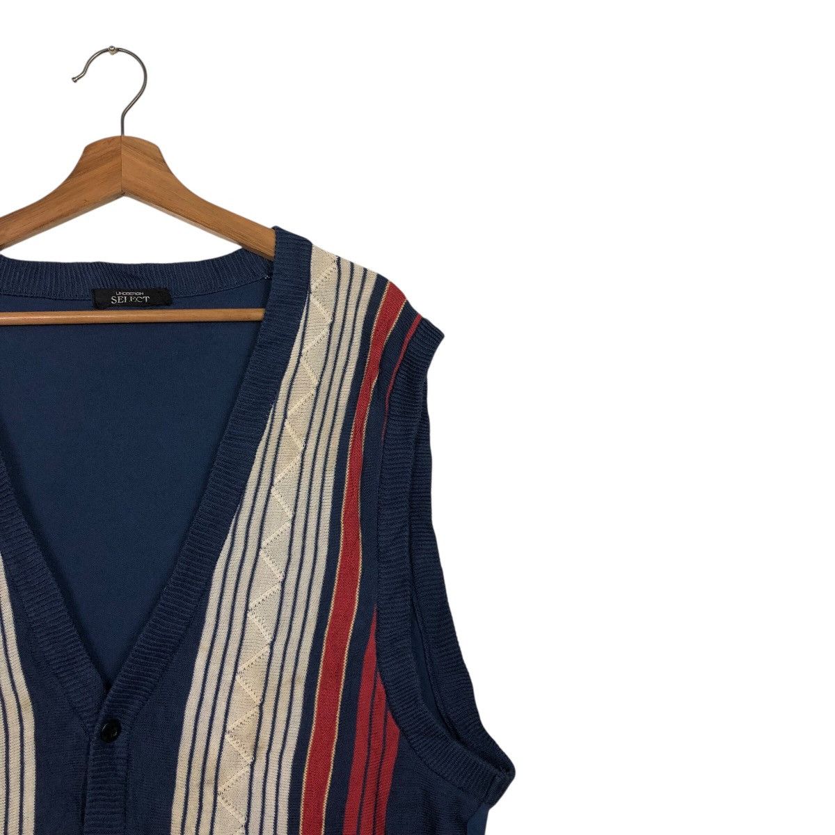 Japanese Brand Vintage Knit Sweater Tank Top Stripe Lindbergh Issey Miyake Size US L / EU 52-54 / 3 - 7 Thumbnail