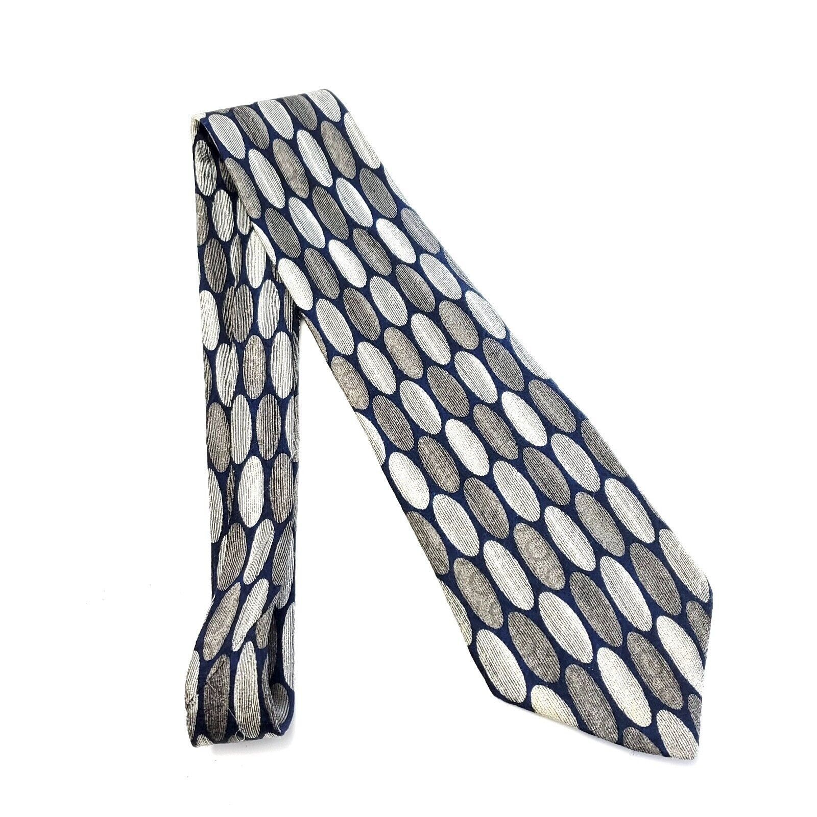 Albert Nipon Albert Nipon Gray Blue Beige Geometric Wide Abstract Silk Ti Size ONE SIZE - 6 Thumbnail