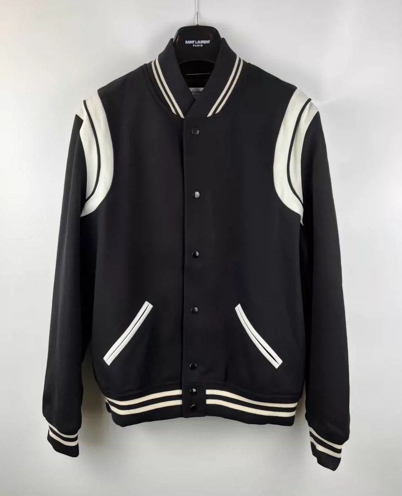 Saint Laurent Paris Saint Laurent Paris Wool black and white baseball jacket Size US L / EU 52-54 / 3 - 1 Thumbnail