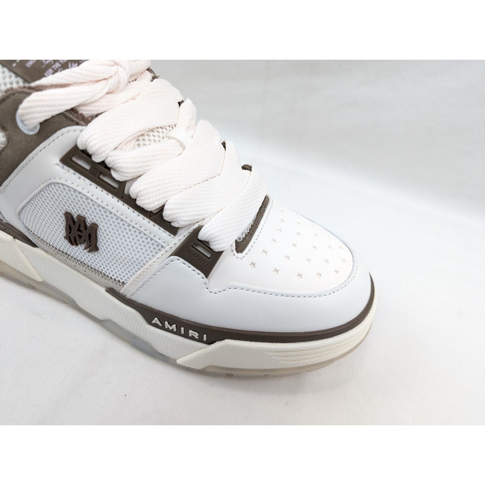 Amiri o1rshd1 Q:2 / MA-1 Leather Sneakers in White/Brown Size US 12 / EU 45 - 3 Thumbnail