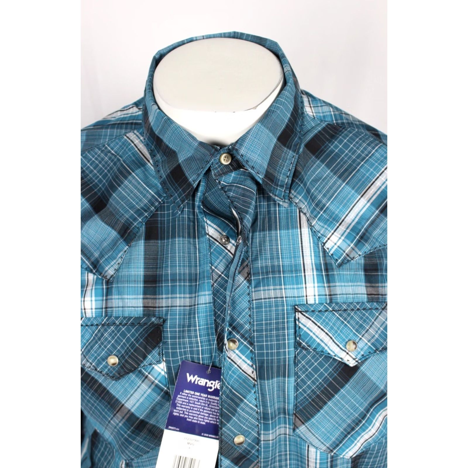 Wrangler Wrangler Men's Snap Button Western Shirt Long Sleeve Blue Plaid 2XL 112337991 Size US XXL / EU 58 / 5 - 4 Thumbnail
