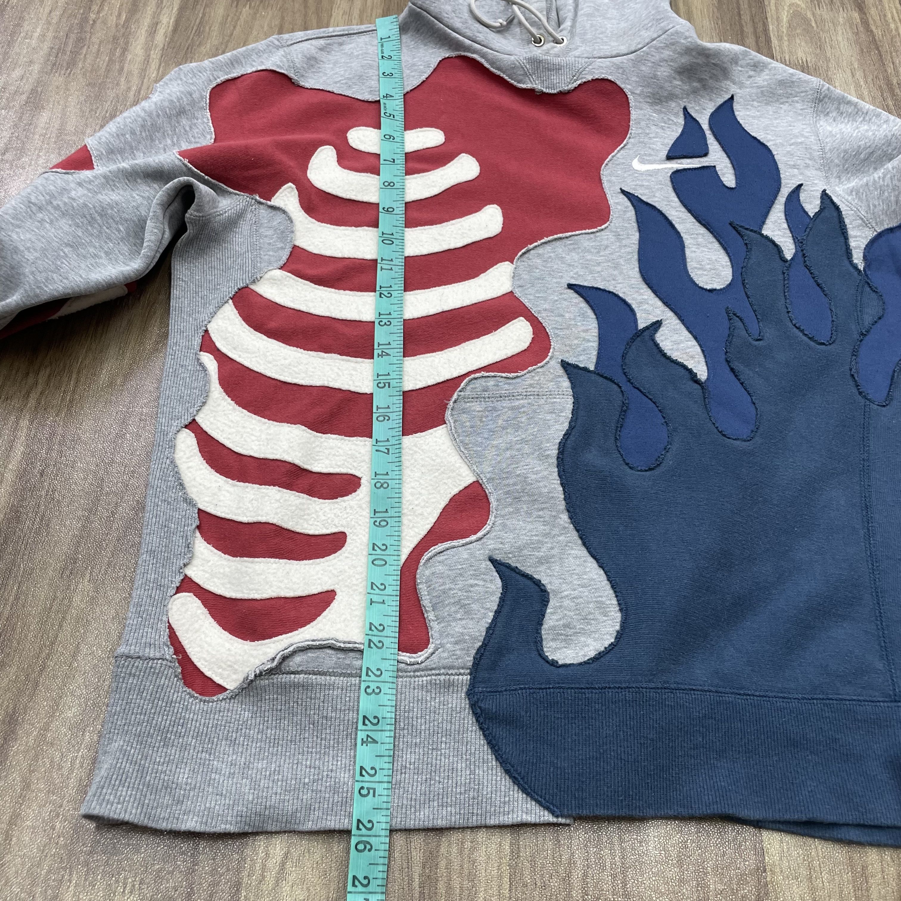 Vintage Custom Reworked Nike Skeleton Flame Patchwork Hoodie 1of1 Size US M / EU 48-50 / 2 - 14 Thumbnail