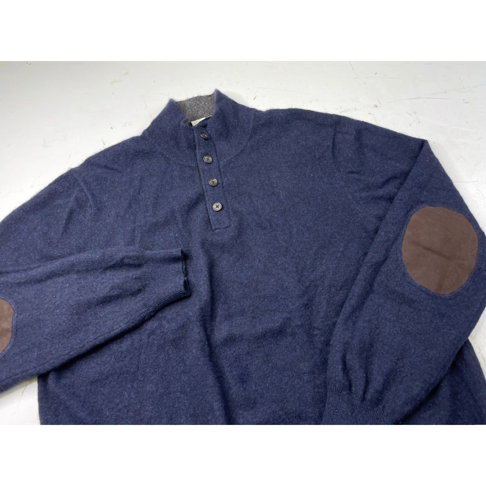 Vintage Kinross Men's Sweater Henley Mockneck Cashmere XL Blue Long Sleeve Size US XL / EU 56 / 4 - 2 Thumbnail