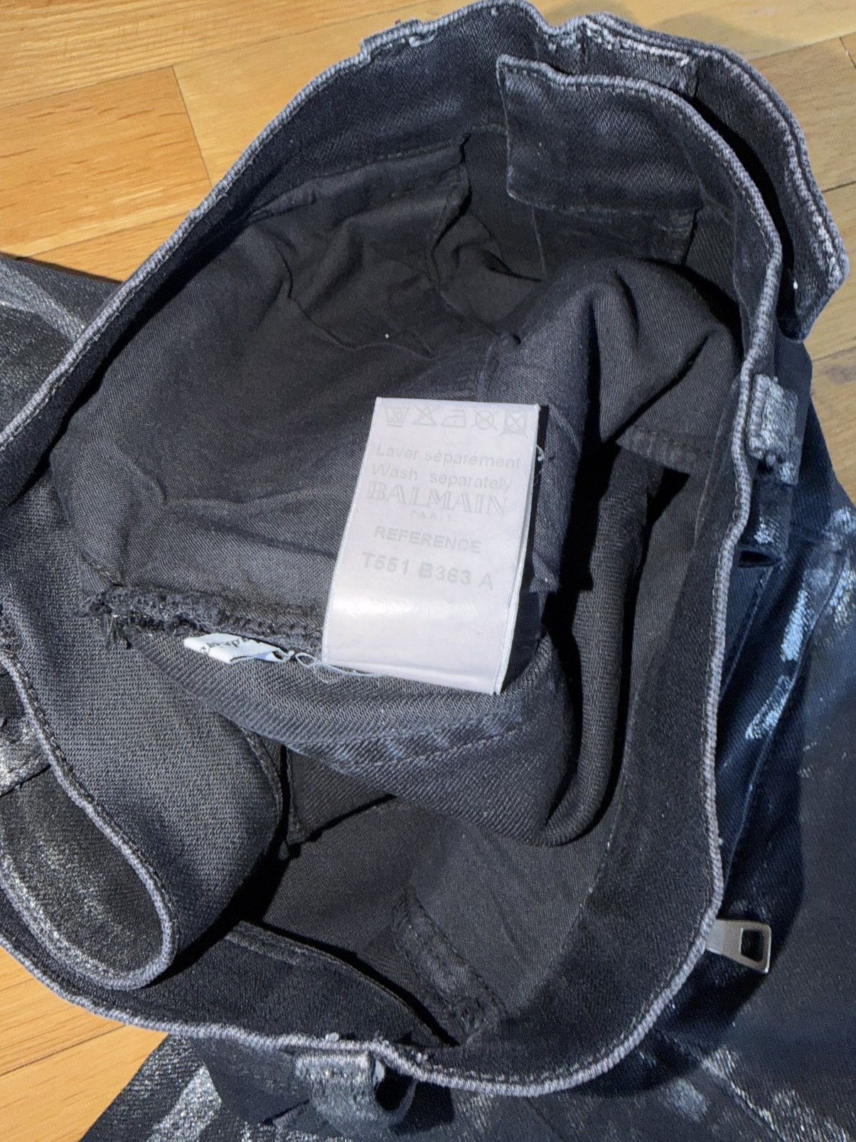 Balmain Balmain SS11 Decarnin Era Silver Glitter Waxed Biker Jeans Size US 31 - 7 Thumbnail