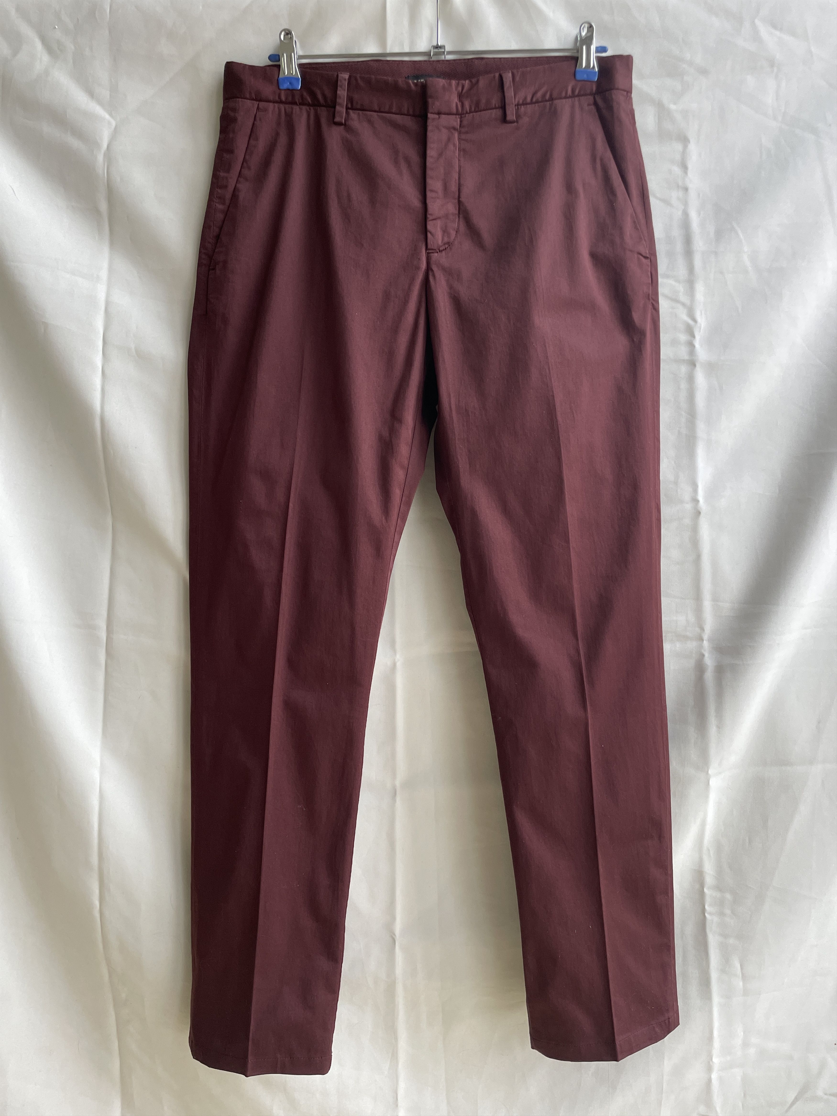 Z Zegna Z Zegna Slim Fit Cotton Bordeaux Chino Trousers Size US 33 - 1 Thumbnail