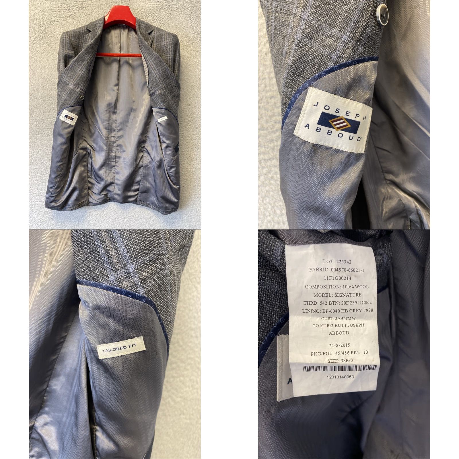 Joseph Abboud Joseph Abboud Made In Mexico 38R Tweed Sport Jacket Blazer Gray Plaid 140-37 Size 38R - 8 Thumbnail