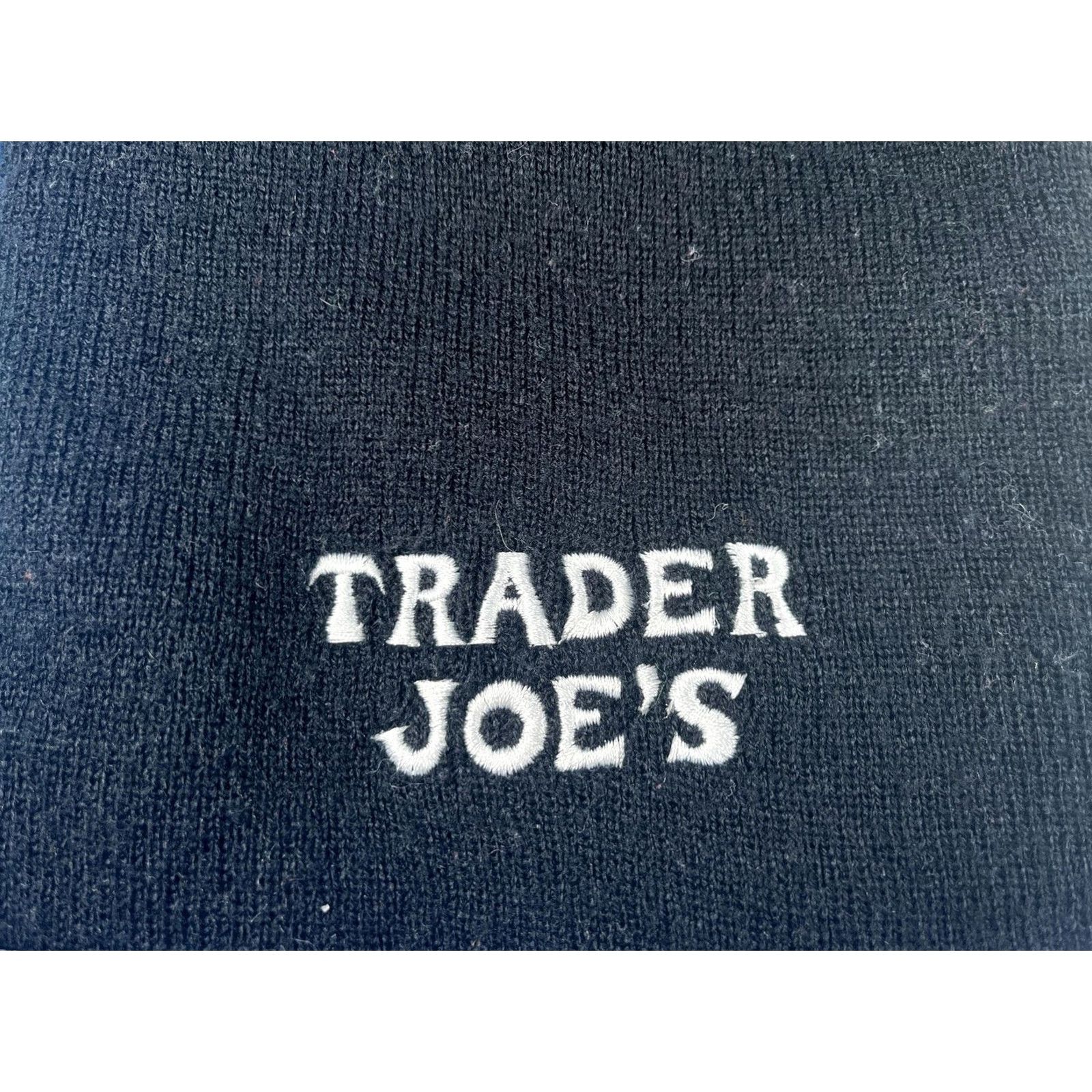 Vintage VINTAGE Trader Joes Hat Beanie Mens One Size Black Knit Logo Winter Grocery Yupoong Size ONE SIZE - 2 Thumbnail