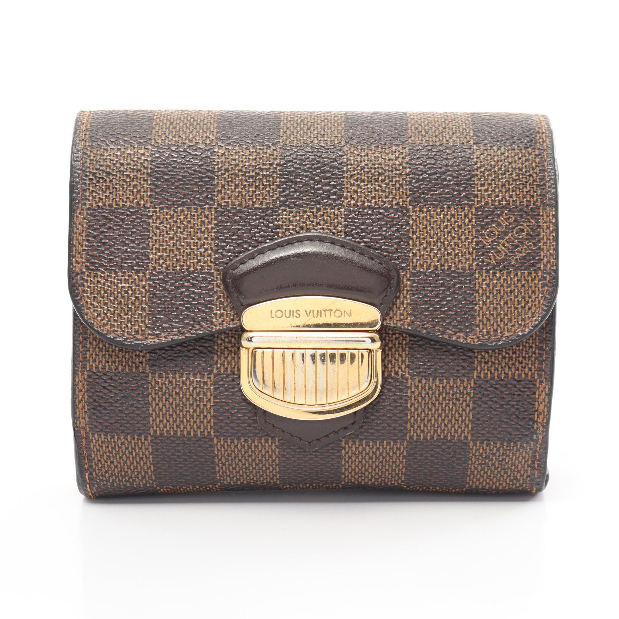 image of Louis Vuitton Portefeuil Joy Damier Ebene Trifold Wallet Pvc Leather Brown, Women's