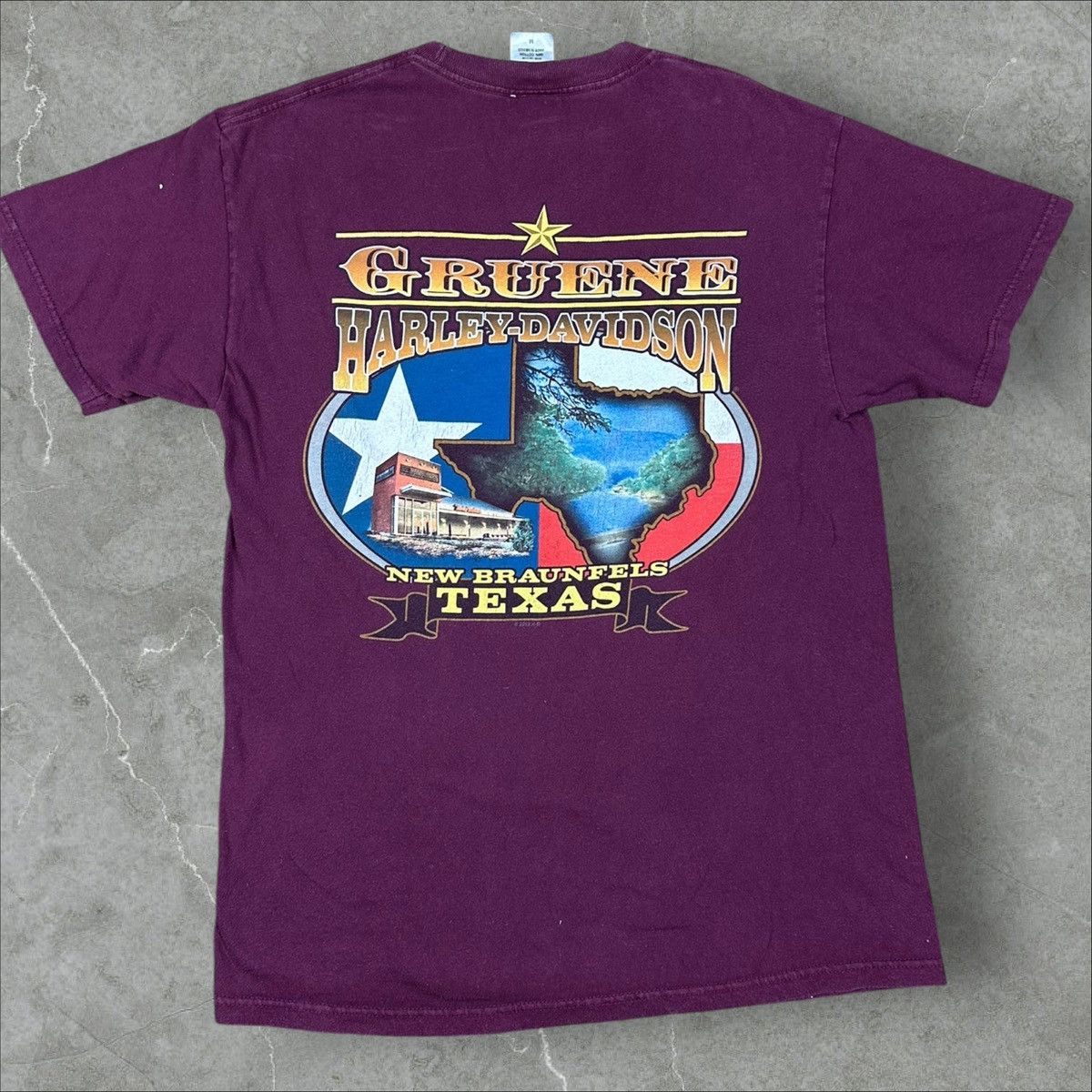 Harley Davidson × Vintage Harley Davidson 2012 New Braunfels TEXAS Burgundy T-shirt Size US M / EU 48-50 / 2 - 2 Thumbnail