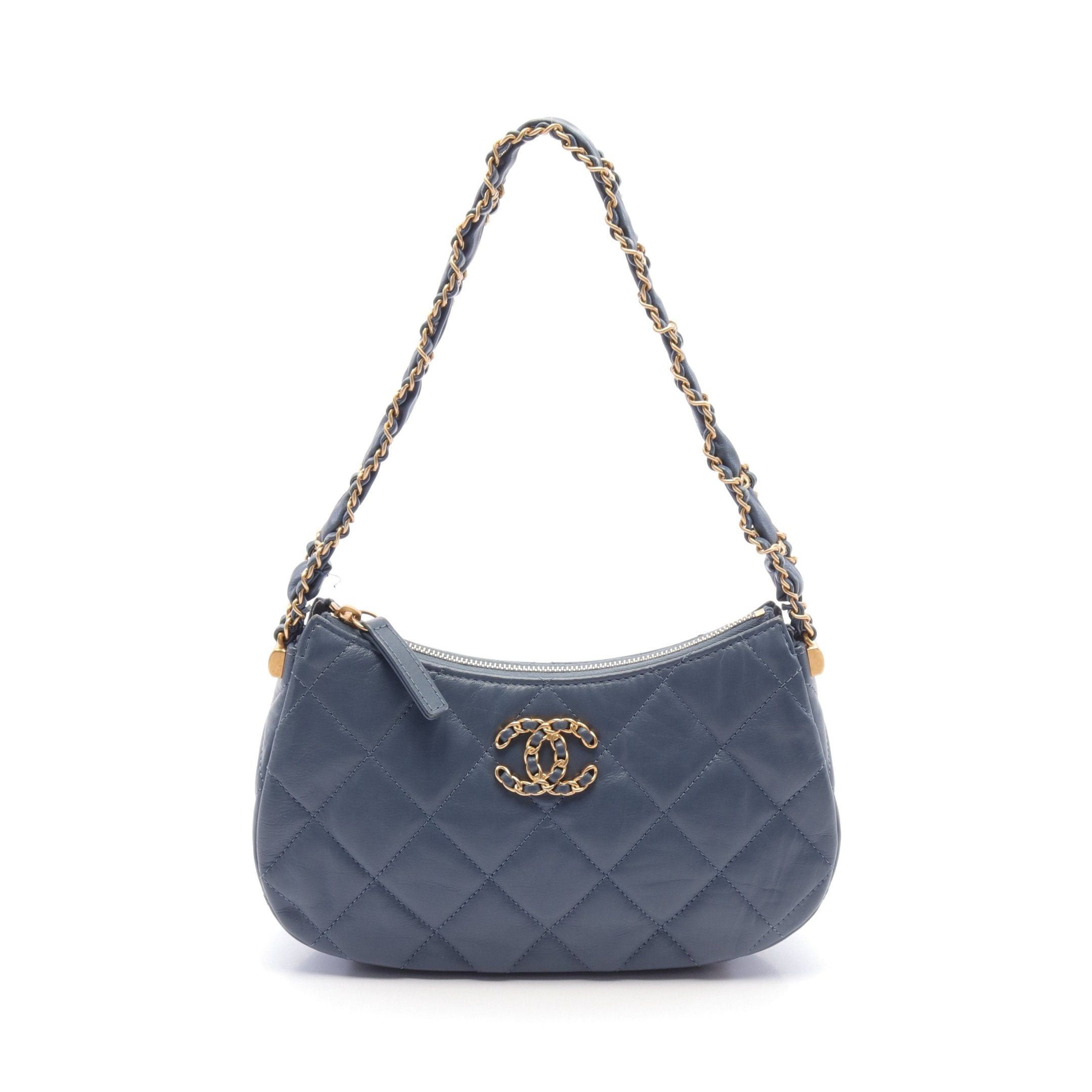 Chanel Chanel 19 Dizeneuf Matelasse Hobo Bag Handbag Leather Blue Gold Hardware Size ONE SIZE - 1 Thumbnail