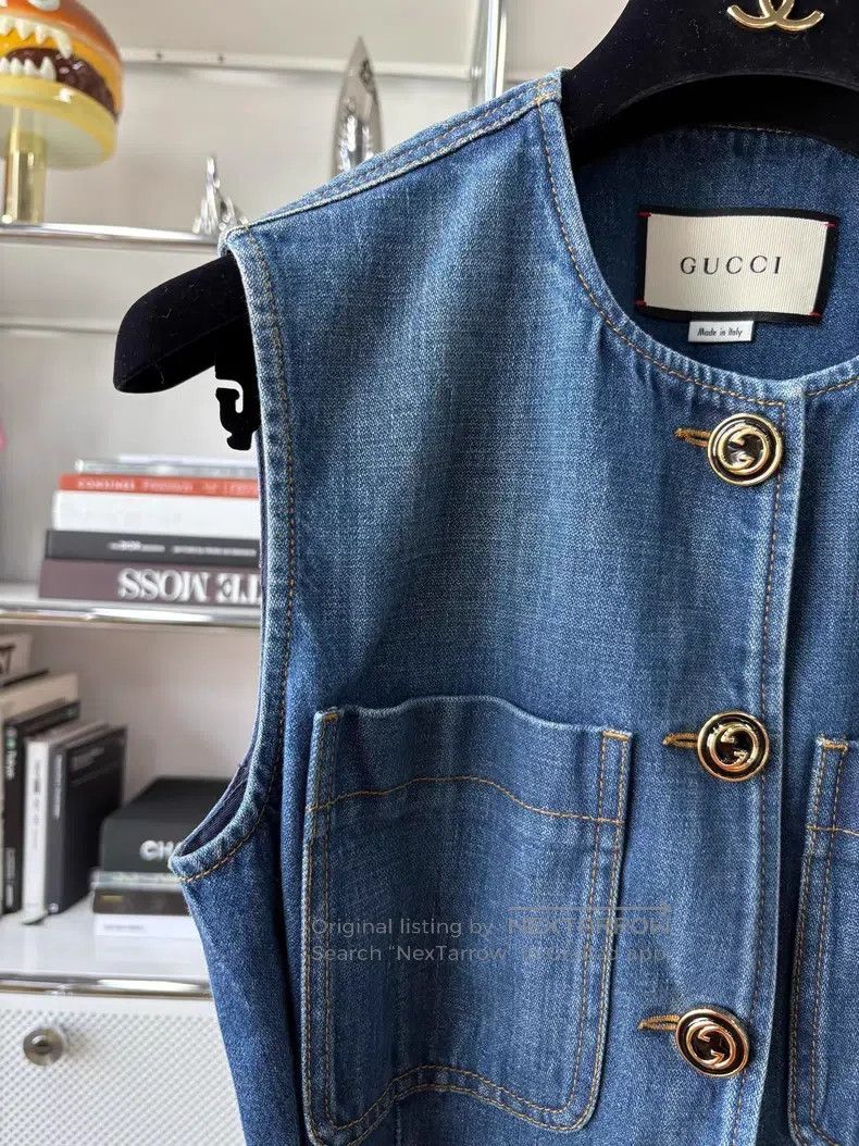 Gucci Gucci Blue lace-up double G horse buckle sleeveless denim Size XS / US 0-2 / IT 36-38 - 2 Thumbnail