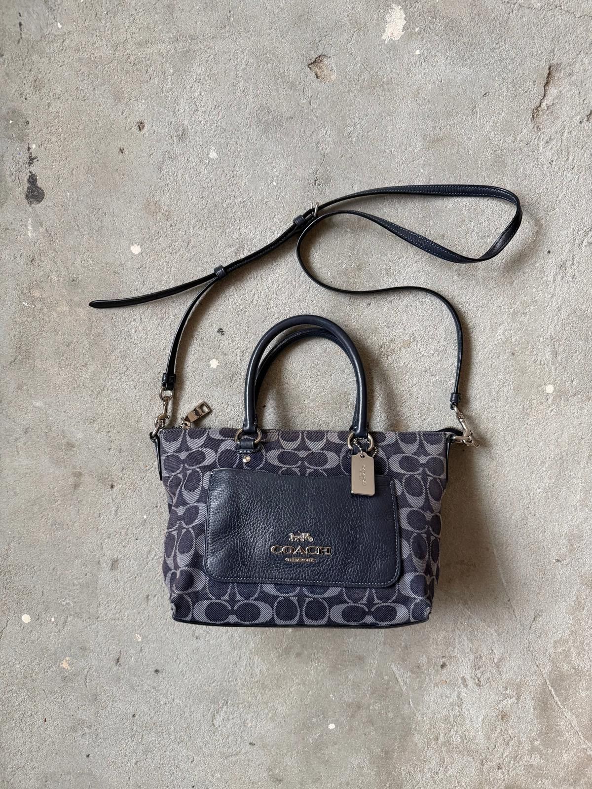 Coach Coach 2Way Signature Mini Emma Denim Shoulder Bag Navy Size ONE SIZE - 1 Thumbnail