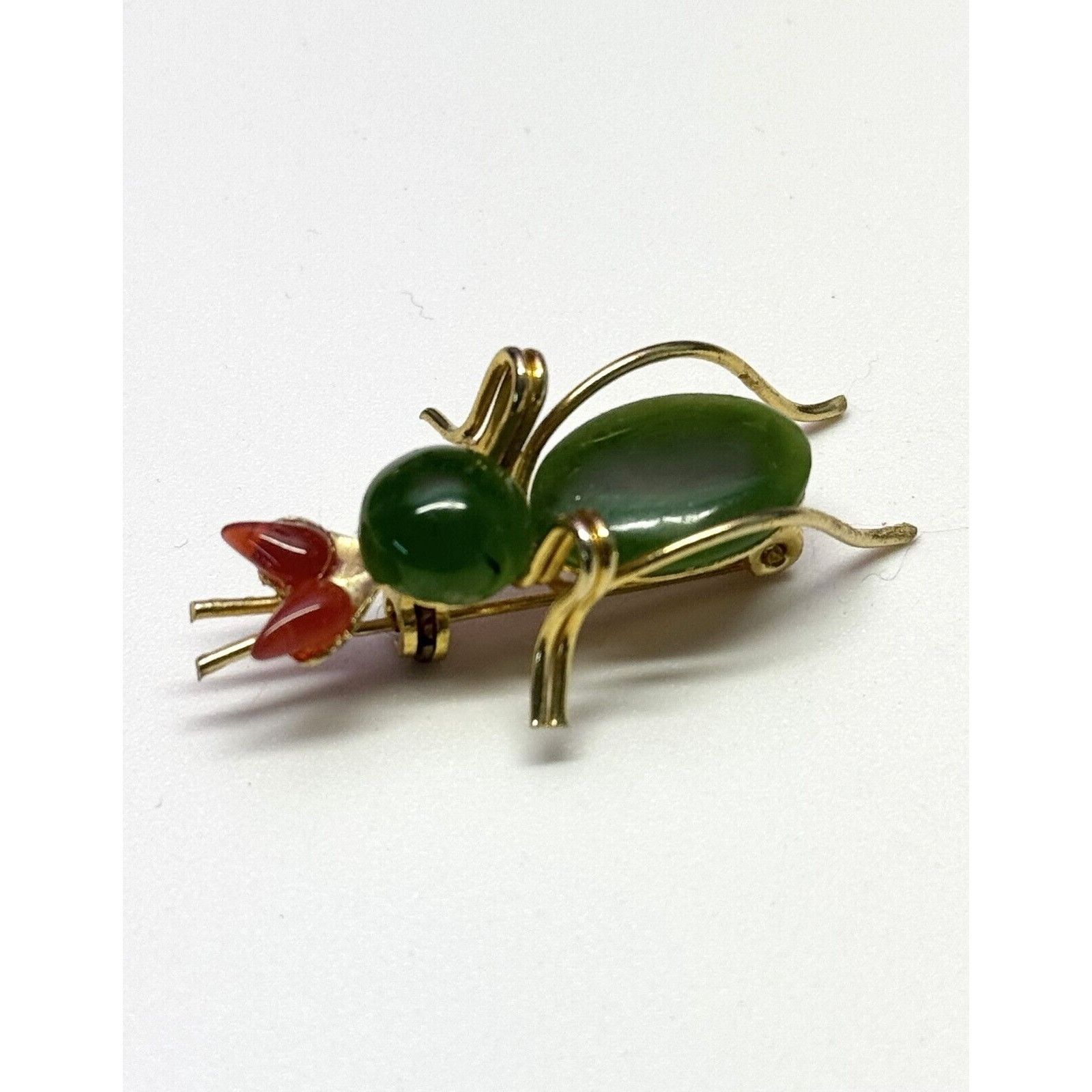 Vintage Vintage Jade Coral bug beetle insect brooch pin Size ONE SIZE - 2 Thumbnail