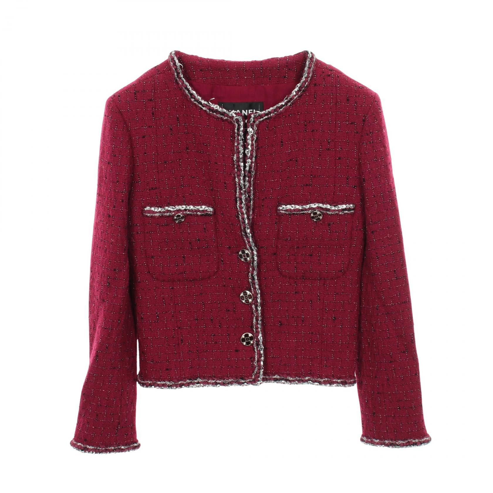 Chanel Chanel CHANEL Coco Mark Button Wool Collarless Jacket Textile Outerwear P73183V64643 DUTY FREE for USA Size ONE SIZE - 1 Thumbnail