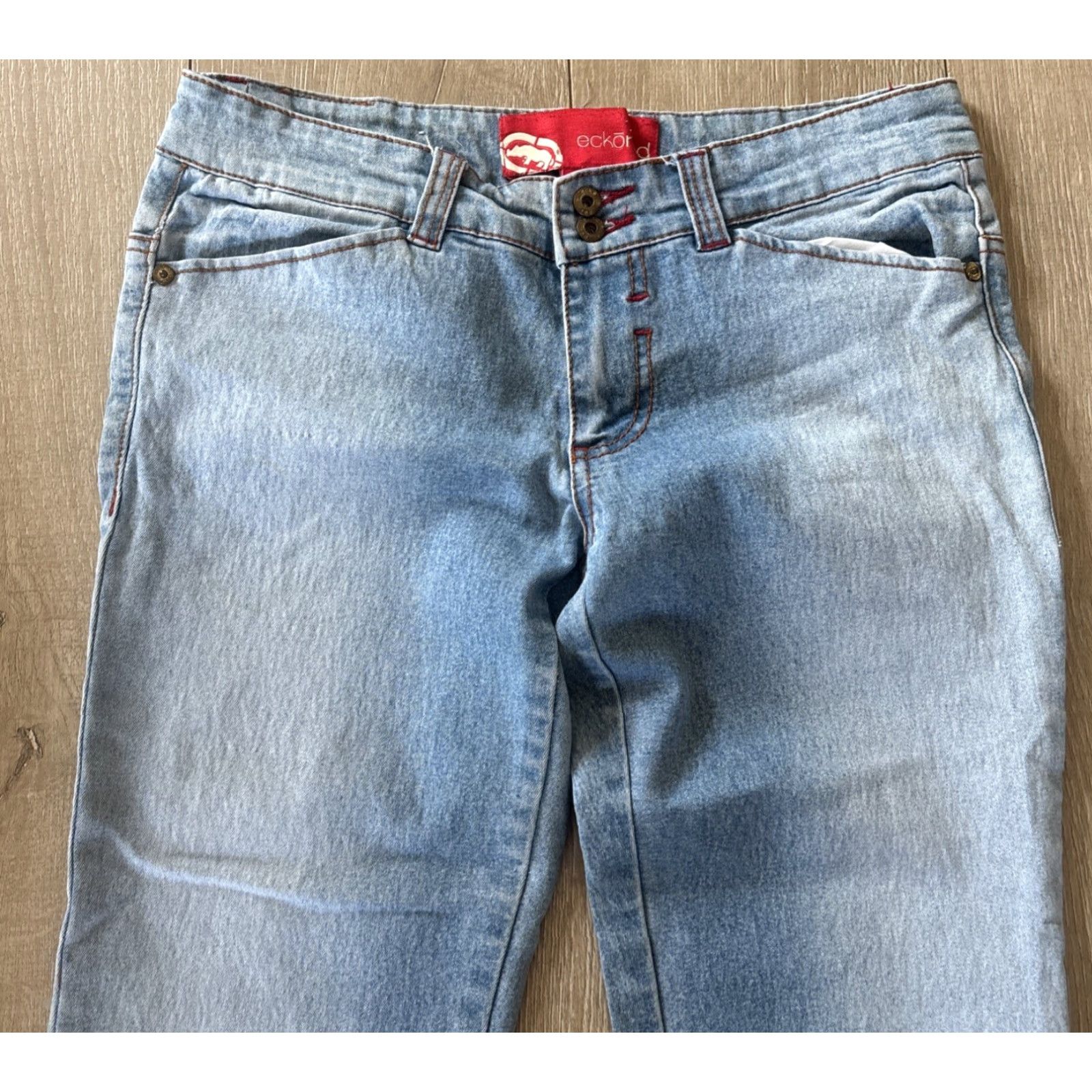 Denime VINTAGE Eckored Womens Capri Jeans Cuffed Size 5 Light Wash Denim Blue 30” Waist 21” Inseam Women Size 27" / US 4 / IT 40 - 2 Thumbnail