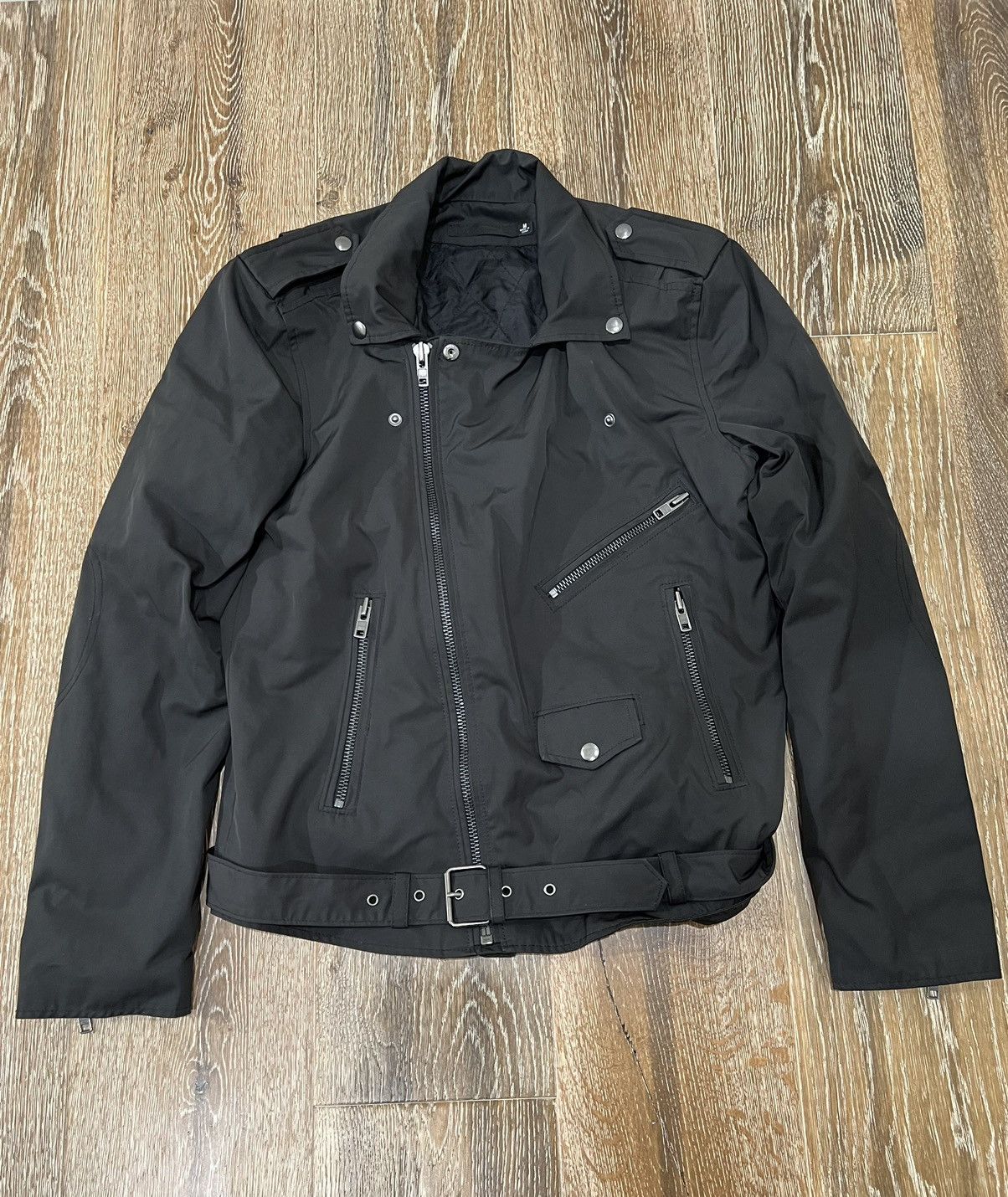 image of Blk Dnm Polyester Biker Jacket in Black, Men's (Size Medium)