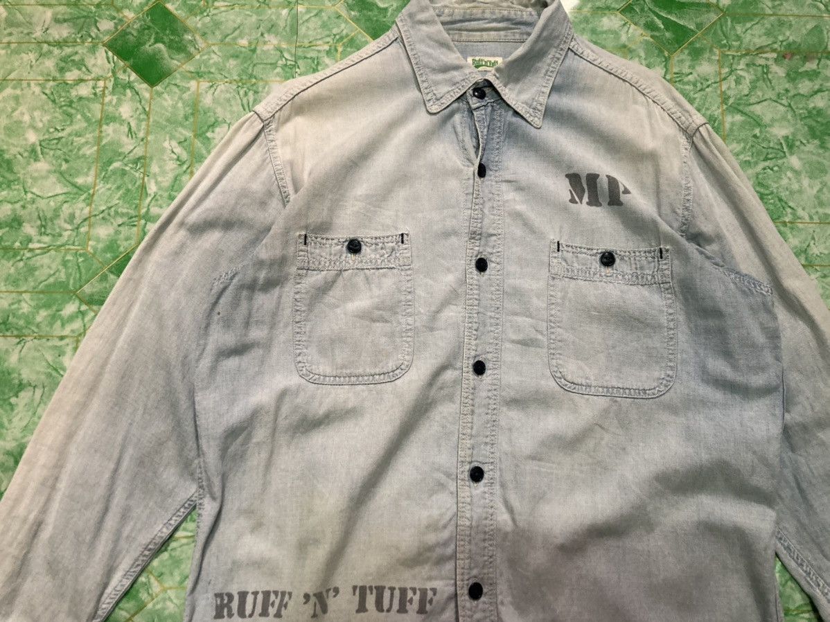 Designer × Vintage Vintage Chambray Ruff N Tuff Shirt Property Of Jah Size US L / EU 52-54 / 3 - 3 Thumbnail