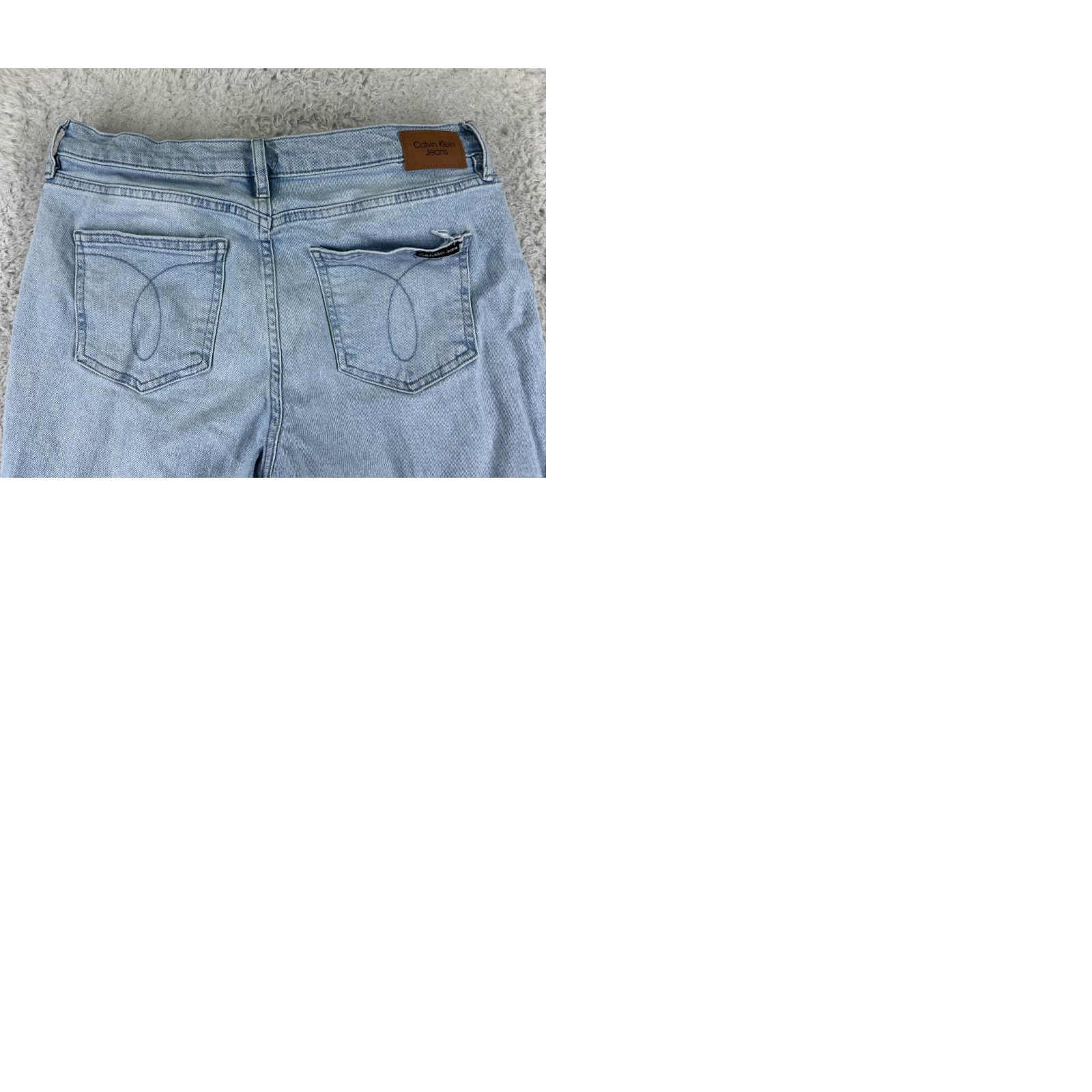Calvin Klein Calvin Klein Jeans Women Blue Denim Straight Mid Rise 30 Jeans Pants 5-Pocket Regular Stretch Light Wash Vintage No Size 30" / US 8 / IT 44 - 10 Thumbnail