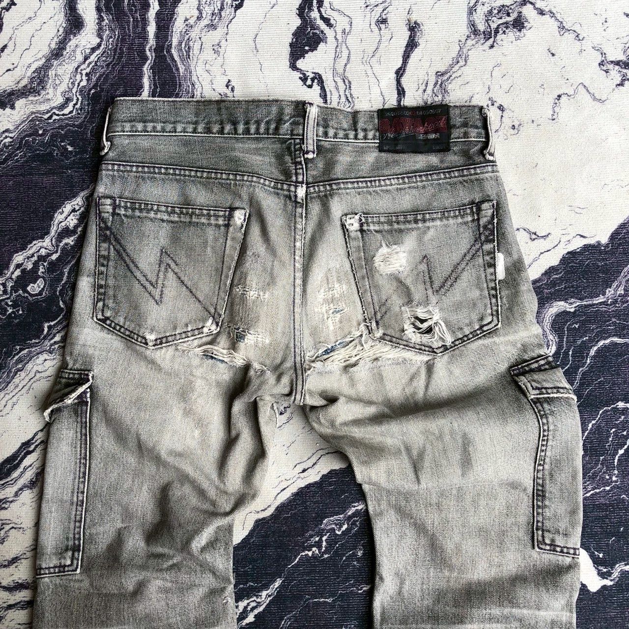 Neighborhood 2003 Neighborhood Savage Selvedge Distressed Cargo Denim Size US 33 - 7 Thumbnail
