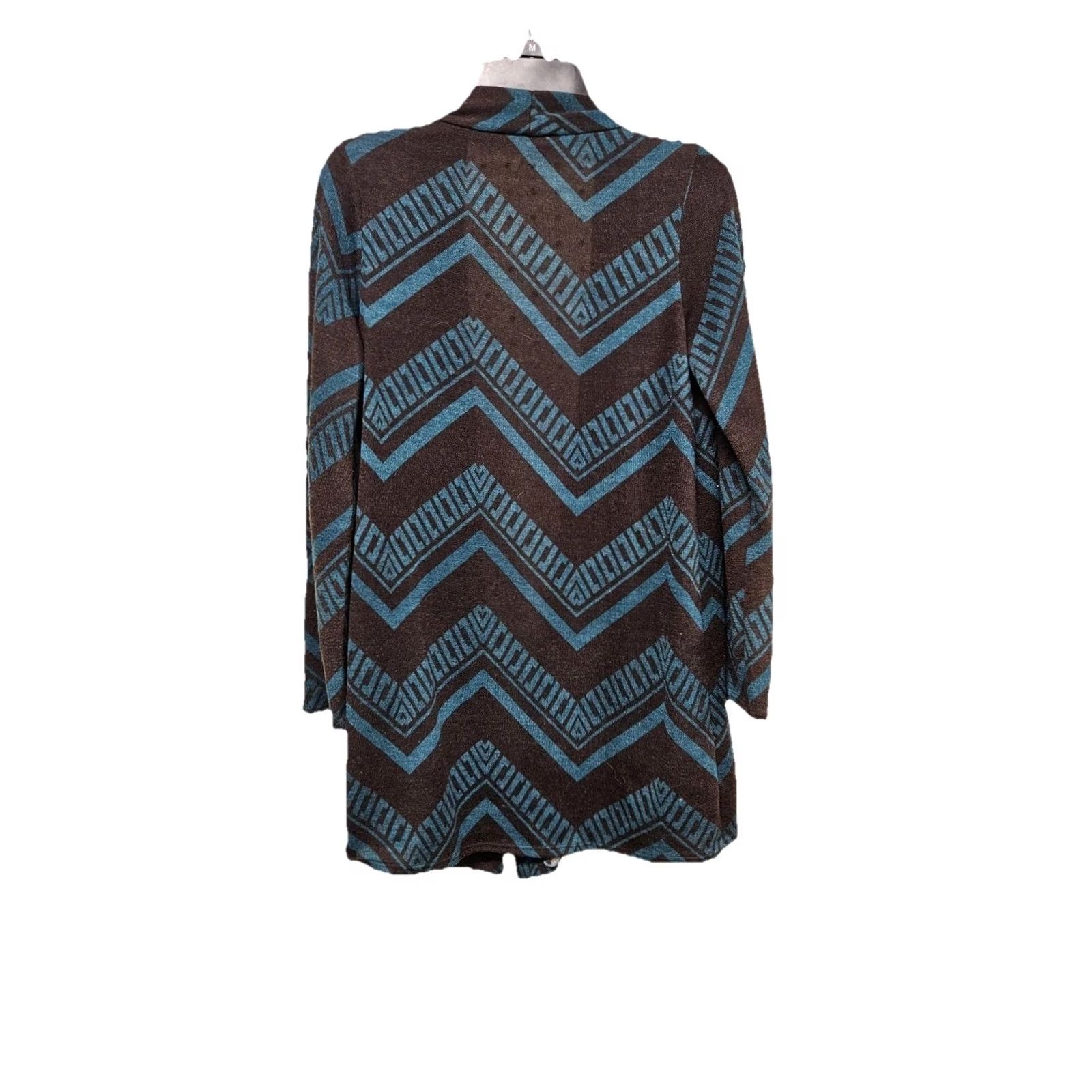Vintage Fascination Cardigan Geometric Aztec Open Front Women M Boho Casual Blue Mens? Size M / US 6-8 / IT 42-44 - 4 Thumbnail