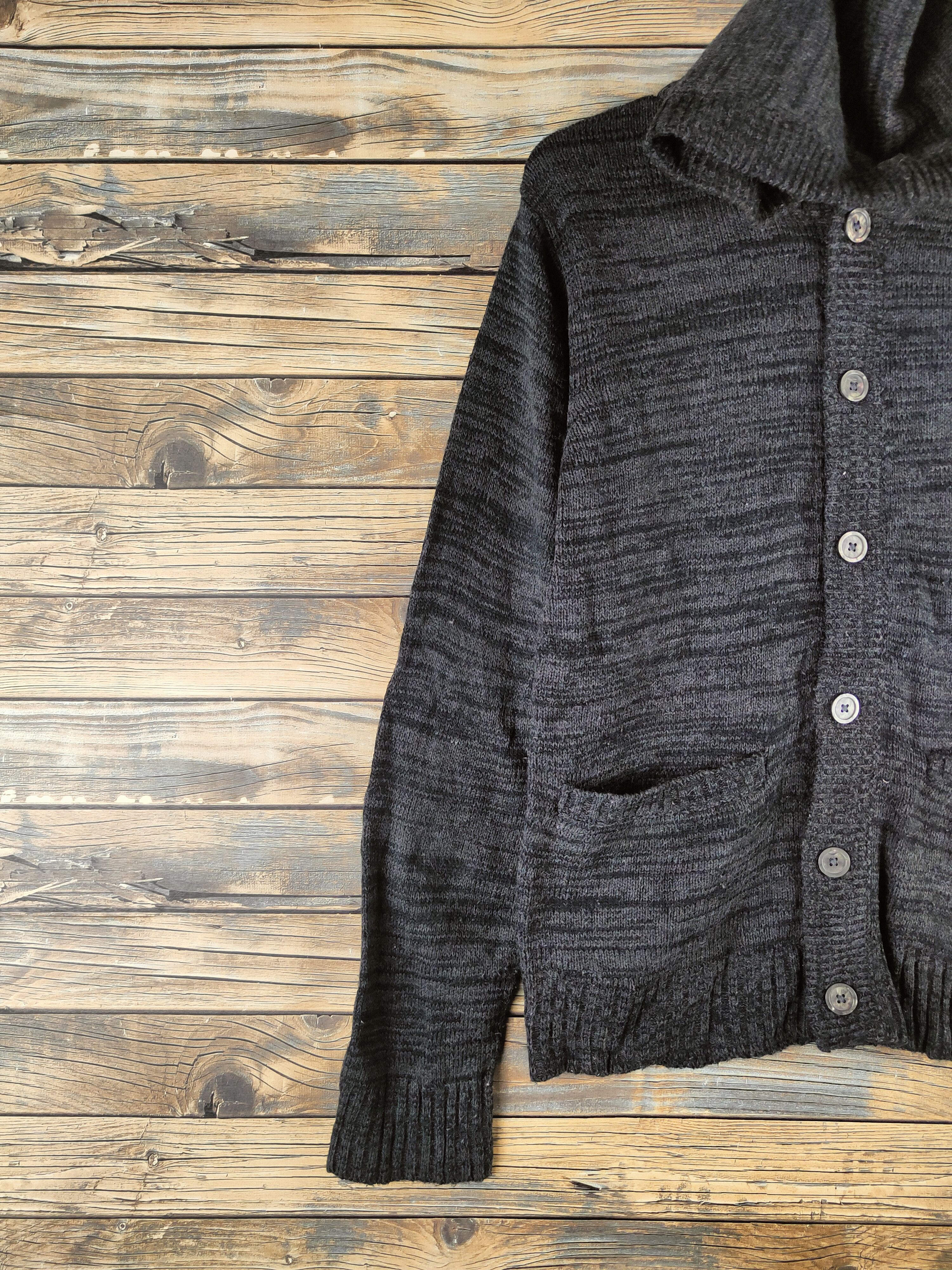 Japanese Brand DL Louis Chavlon Black Hoodie Knitwear Cardigans #46-427 Size US M / EU 48-50 / 2 - 3 Thumbnail