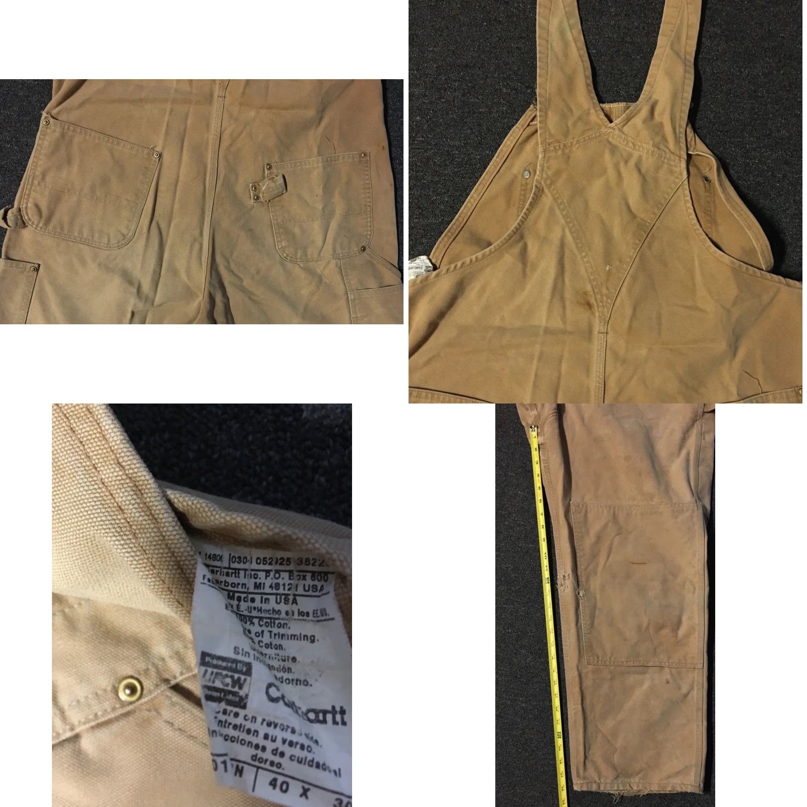Carhartt VINTAGE Carhartt Faded Distressed Overalls Jeans Trucker Biker 90s Grunge USA Tan 40 Mens Double Knee Workwear 28 Inseam Overalls Size US 40 / EU 56 - 10 Thumbnail