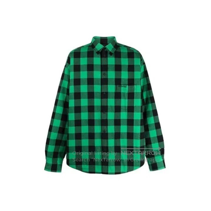 Balenciaga Balenciaga Green Check Long Sleeve Shirt. Size US M / EU 48-50 / 2 - 1 Thumbnail