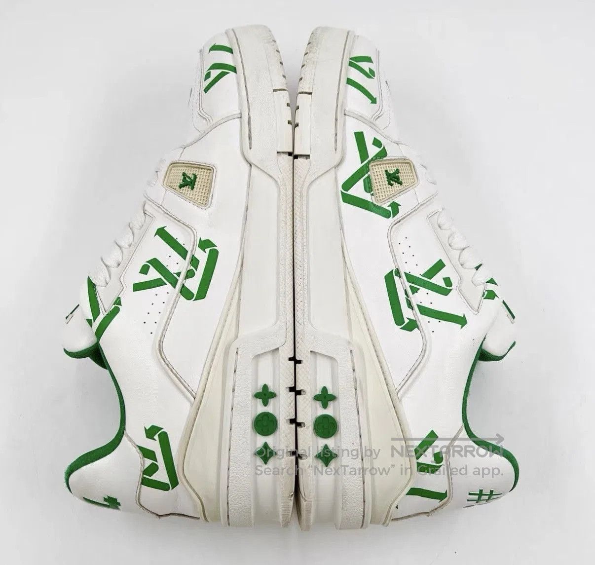 Louis Vuitton White Low-Top Sneakers with Green Accents Size 8.5. Size US 8.5 / EU 41-42 - 6 Thumbnail