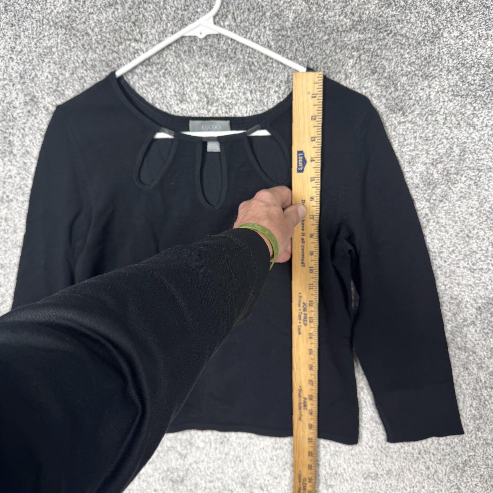 Vintage Eccoci Blouse Shirt Women M Black 3/4 Sleeve Round Neck Solid Knit Top Minimalist Date Night Modern Chic VINTAGE No Size M / US 6-8 / IT 42-44 - 2 Thumbnail