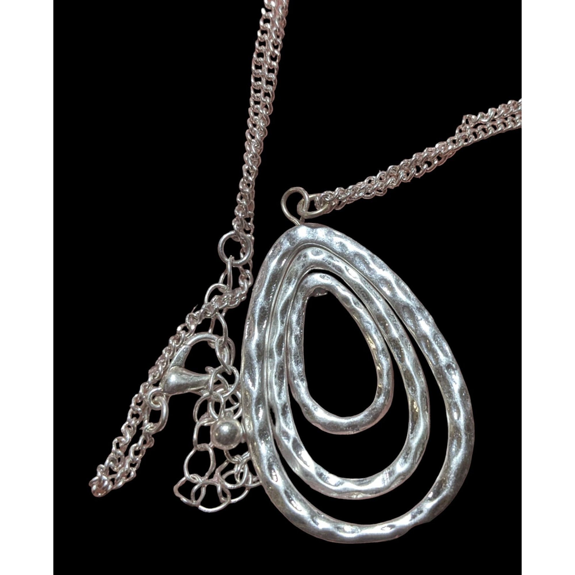 Other Silver Hammered Teardrop Pendant Necklace Size ONE SIZE - 4 Thumbnail