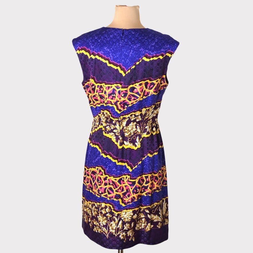 Peter Pilotto Peter Pilotto Sleeveless Dress 10 Silk Purple Gold Pink Abst Size L / US 10 / IT 46 - 8 Thumbnail