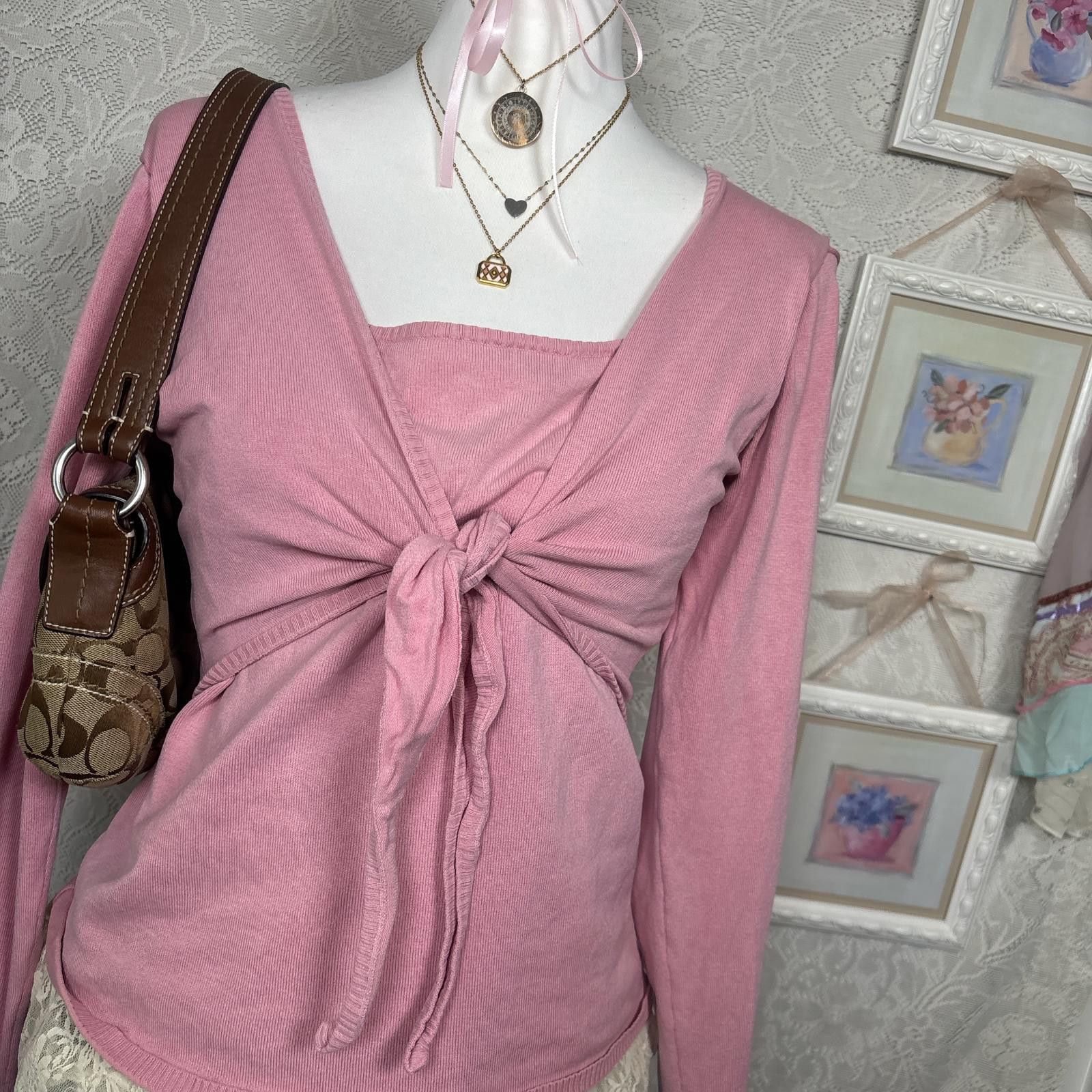 Style & Co vintage silk ballerina core wrap top coquette vibes Size M / US 6-8 / IT 42-44 - 3 Thumbnail